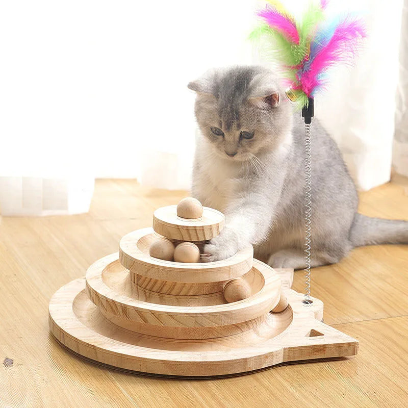 Wooden Cat Tower Tracks - Interactive Cat Trees for Play and Exercise