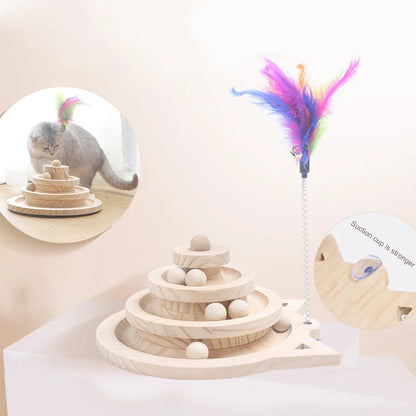 Wooden Cat Tower Tracks - Interactive Cat Trees for Play and Exercise